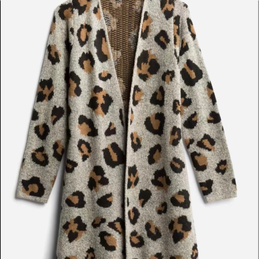 Fortune & Ivy Karrie Long Sleeve Cardigan Leopard Print